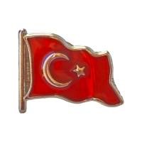 Türk Bayrağı Mineli Yaka Rozeti (İğneli)